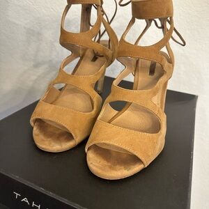 Tahari Women's Brown Suede Strappy Heels